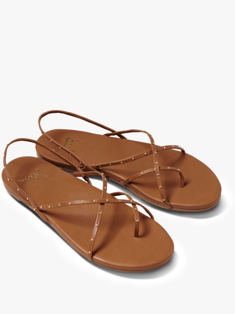 Beek Palila Leather Studded Slingback Sandals Cognac Size 9 - EUC
